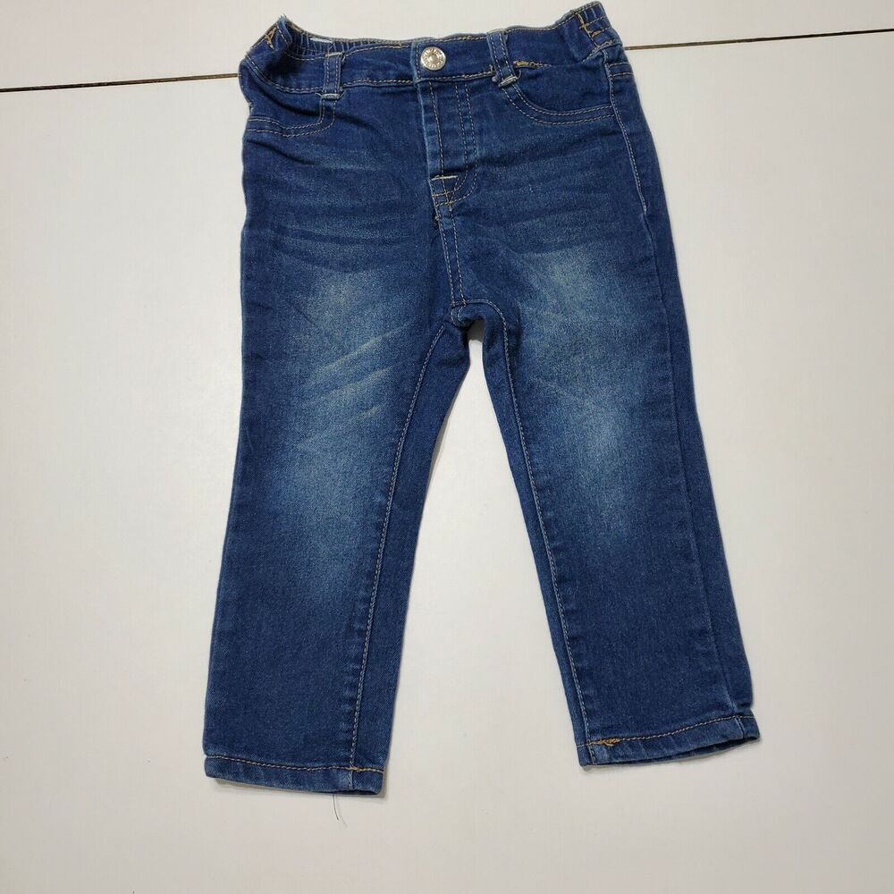 7 For All Man Kind Boy 12-18 Straight Leg Jeans Blue Pockets Medium Wash Denim